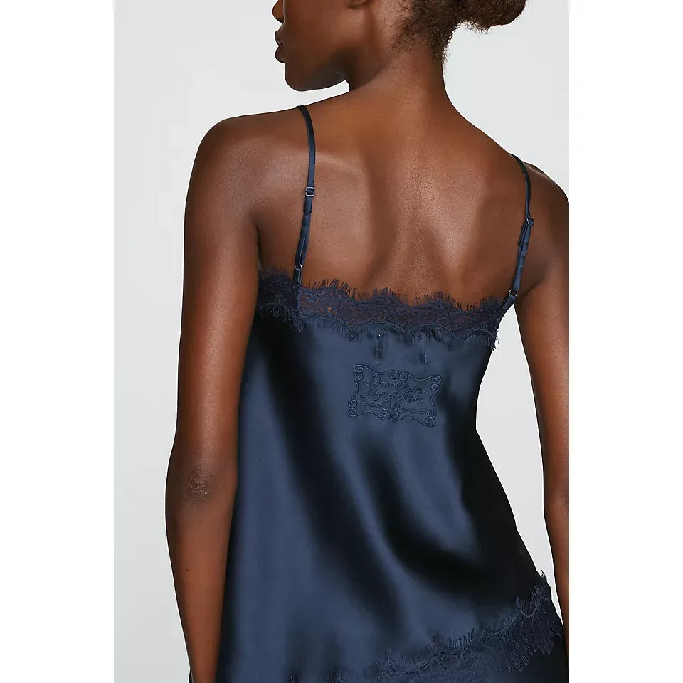 Tansy Satin And Lace Cami - Navy