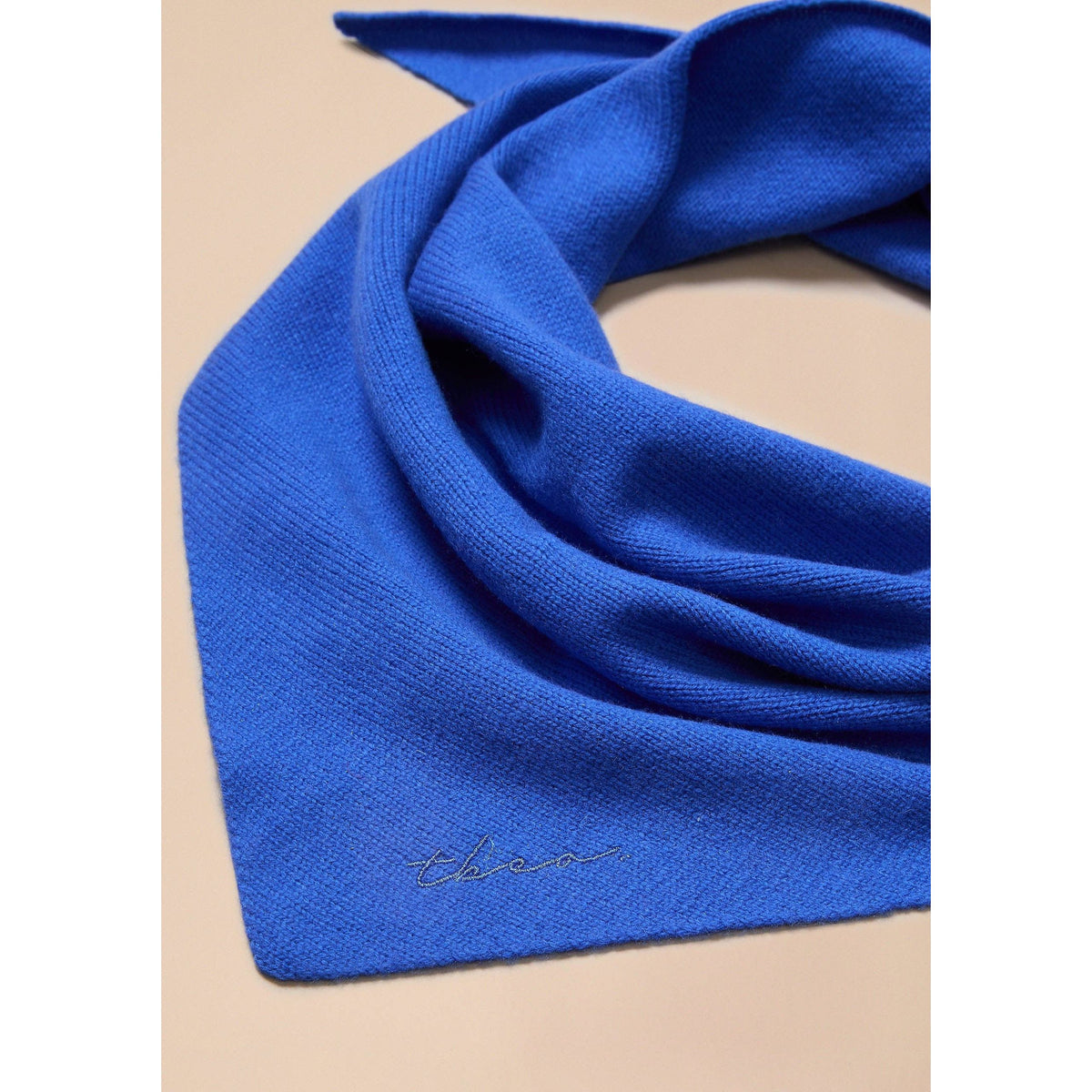 Merino Wool Triangle Scarf in Cobalt Blue
