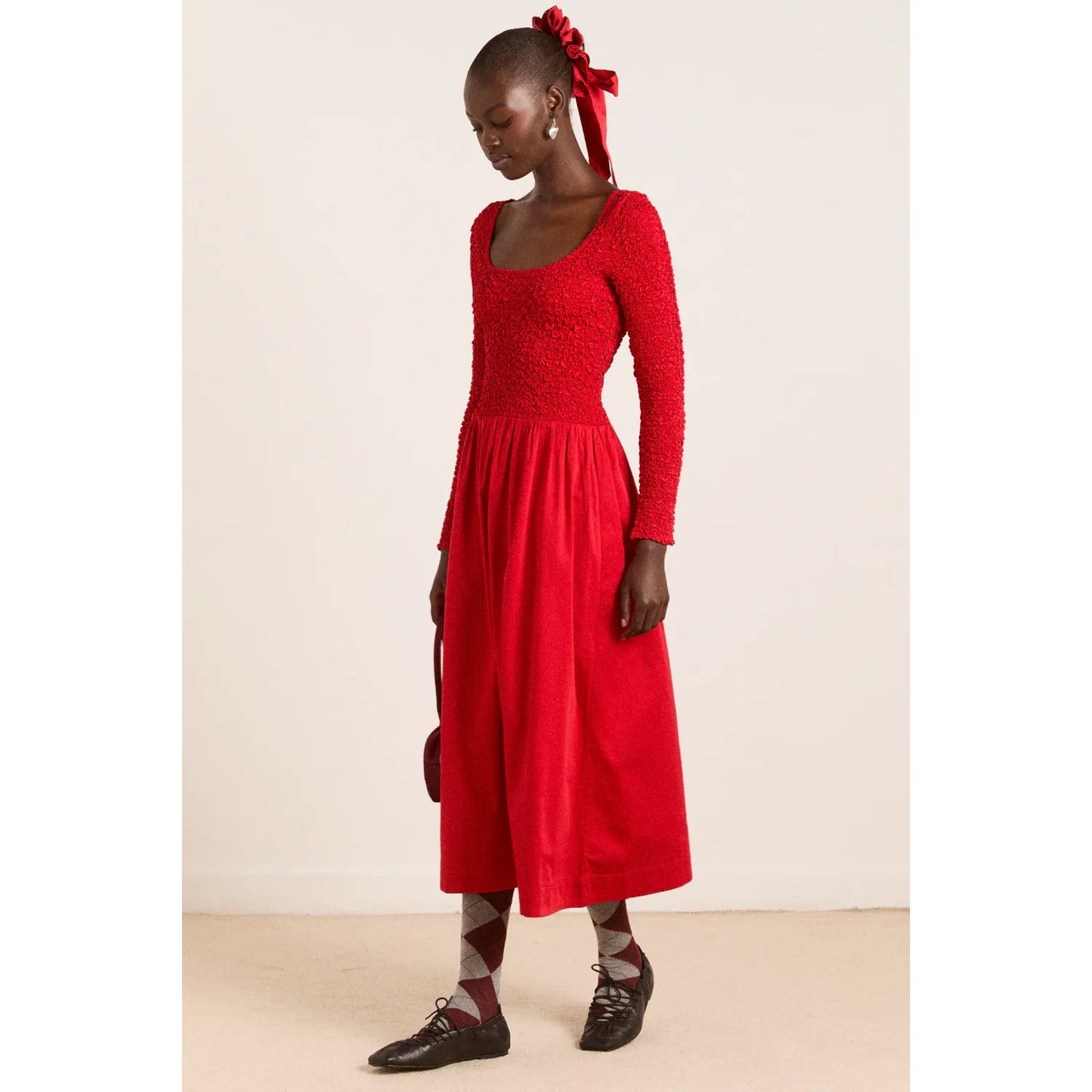 Malinda LS Smocked Midi