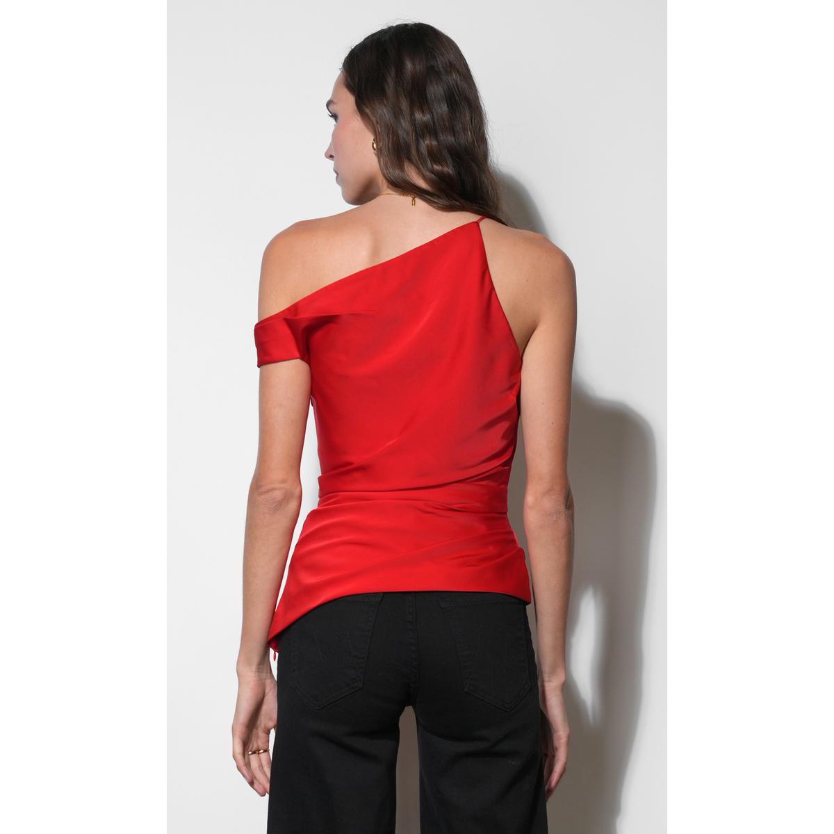 Yvette Asymmetric Side Pleated Top