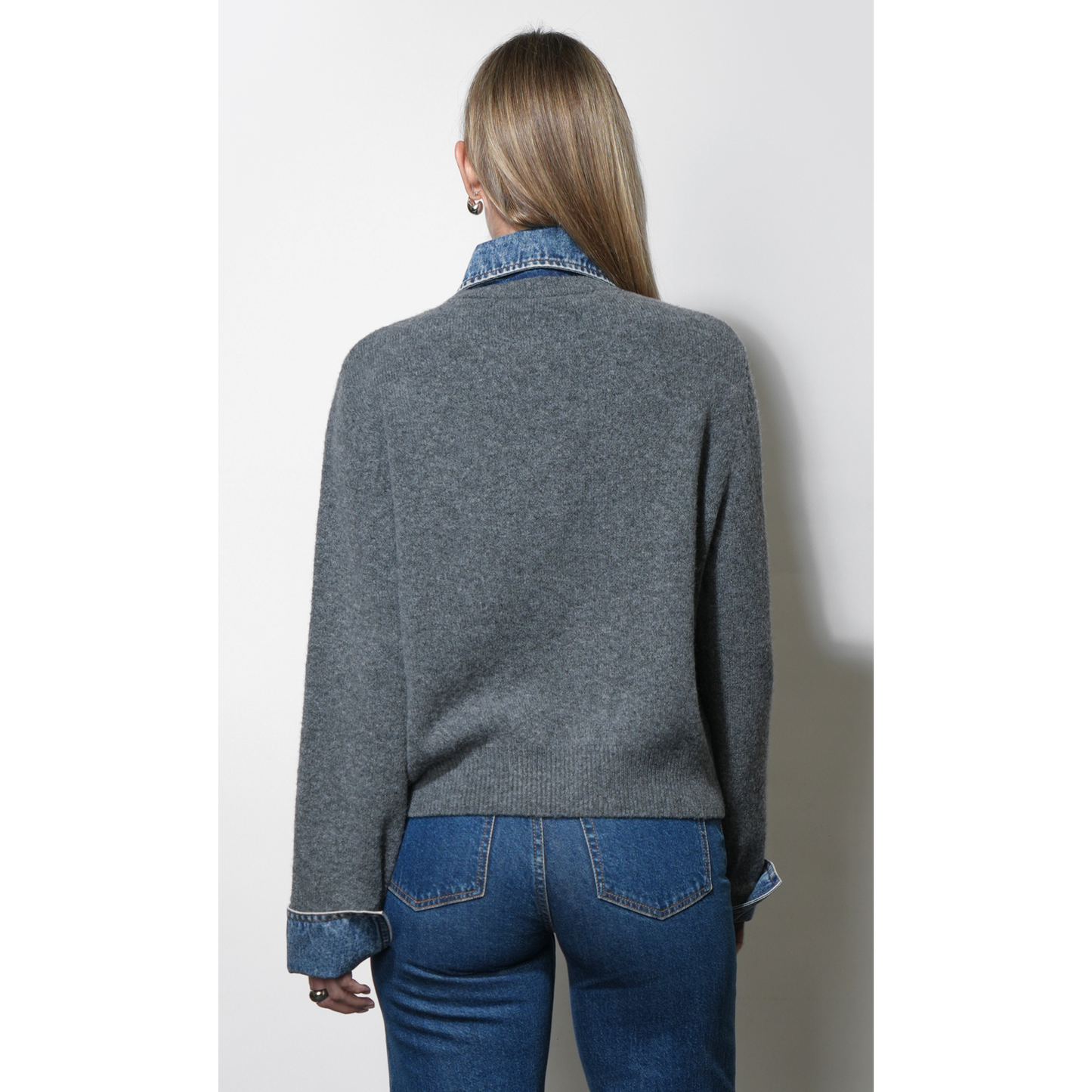 Romi Mixed Media Button Down Sweater