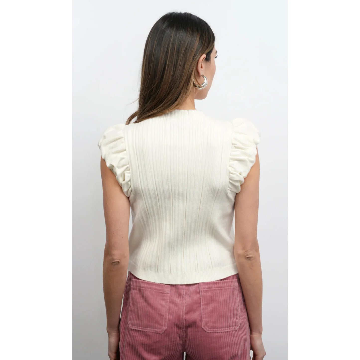 Austen Puff Cap Sleeve Rib Knit Top