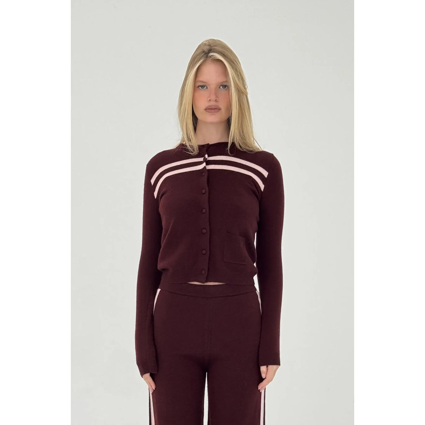 Cashmere Wool Stripe Cardigan