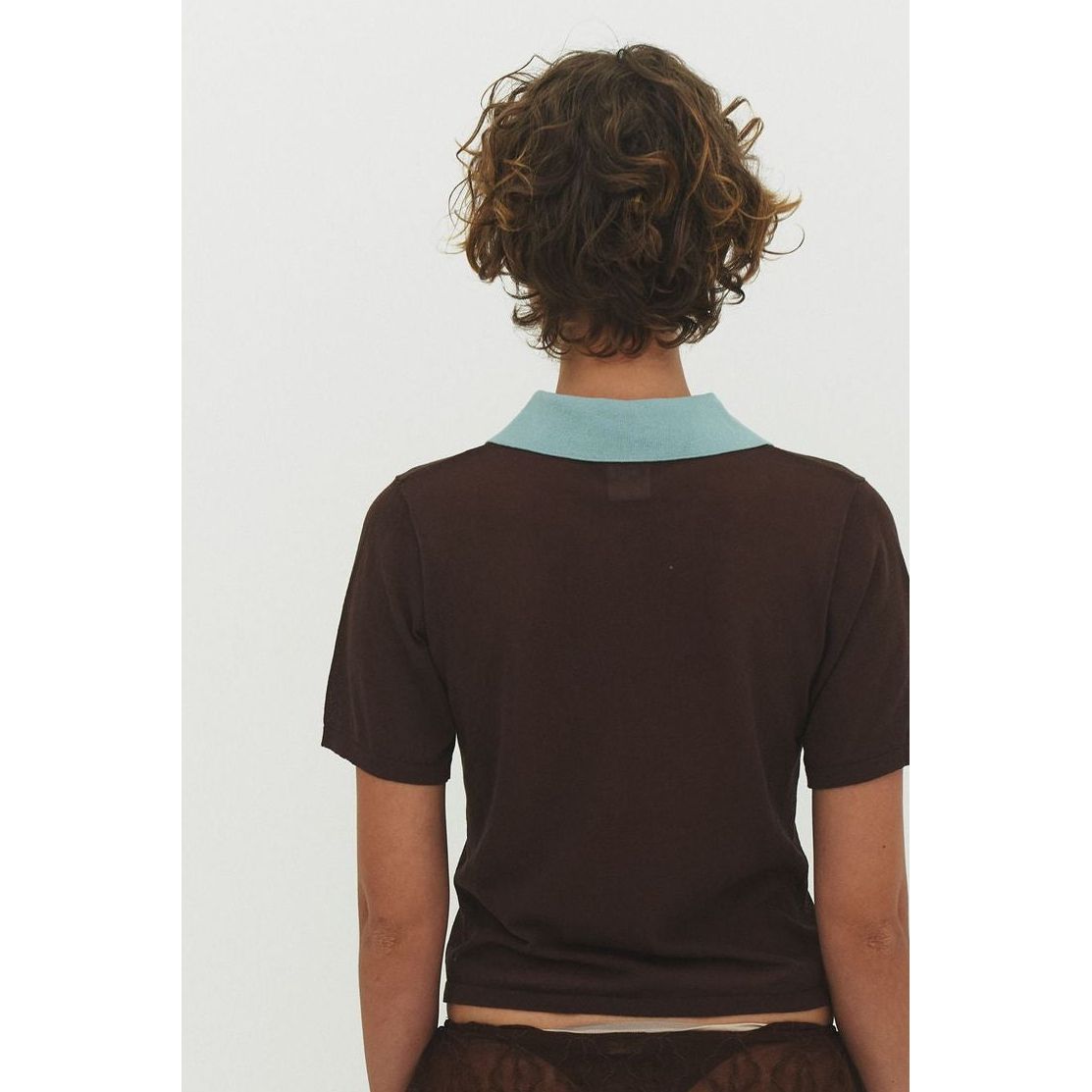 Short Slv Stripe Polo Top