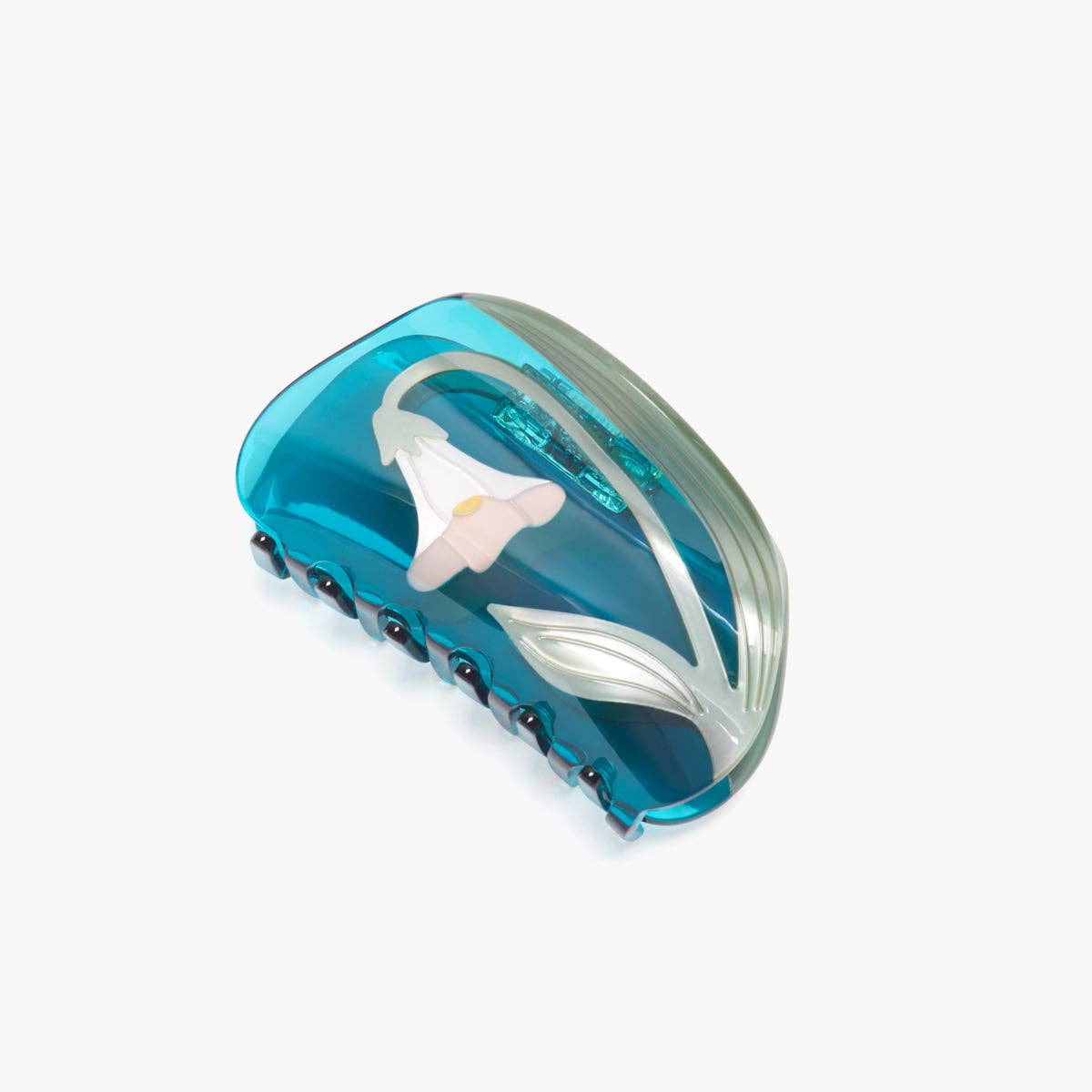 Alba White Vine Flower Teal Hair Claw