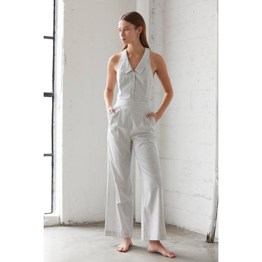 Elise Halter Vest Linen Jumpsuit