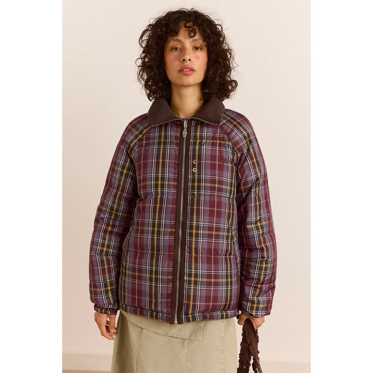 Reversible Opal Puffer- Plum Check