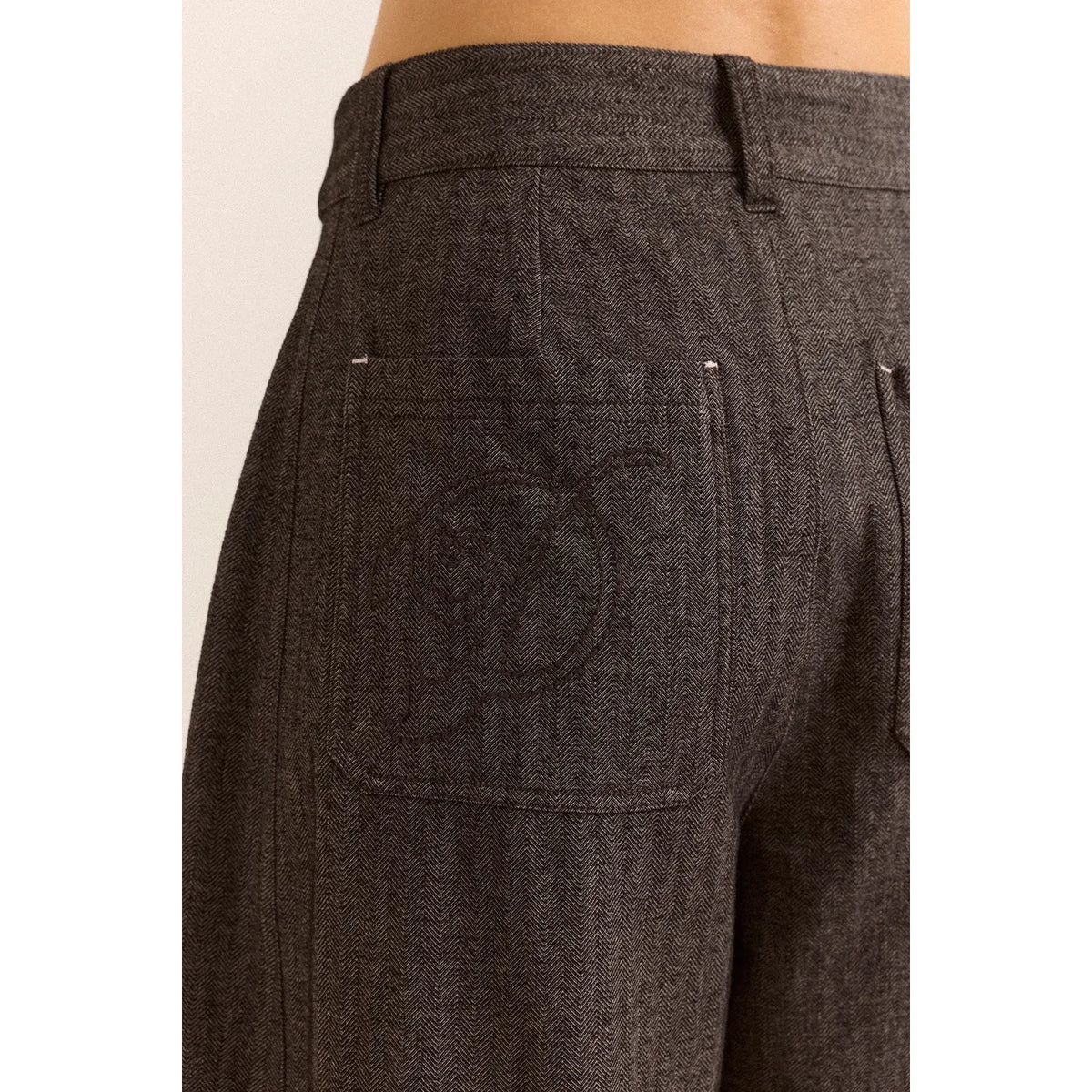 Mara Trouser - Grey Herringbone