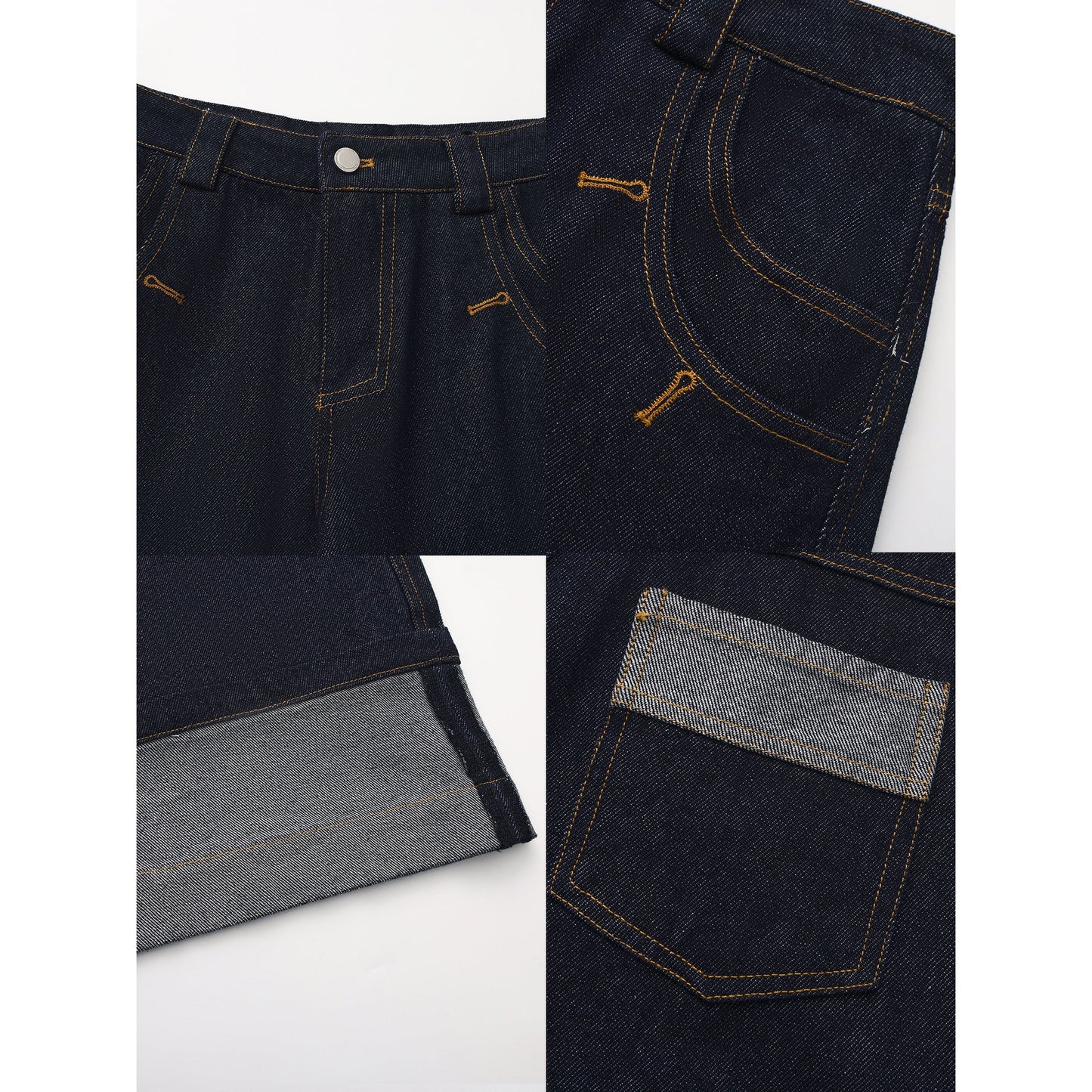 Wide-Leg Slight Flare Cuffed Jeans