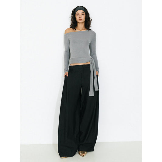 Wide-Leg Tapered Tailored Trousers