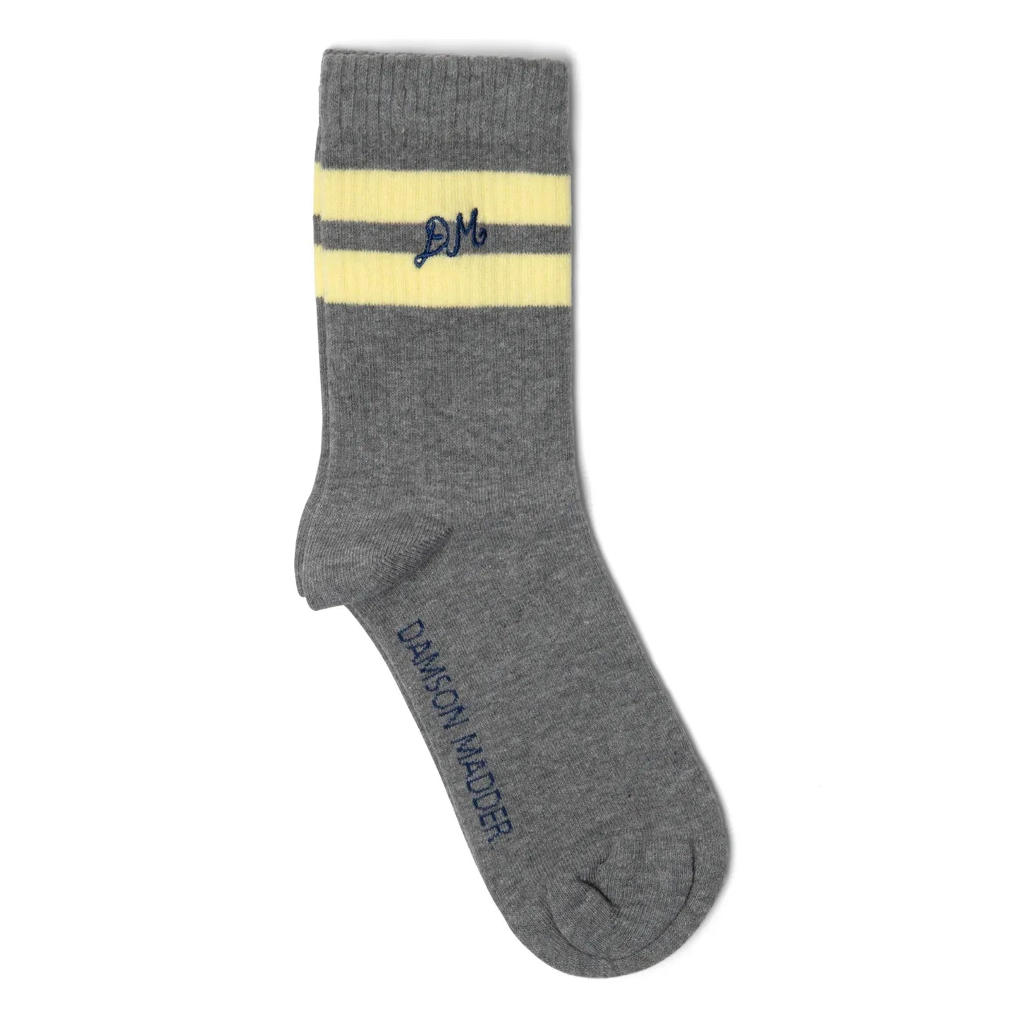 sporty calf socks - grey marl/ butter stripe