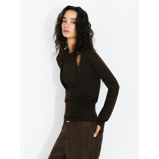 Knit Cardigan and Vest Two-Piece Set