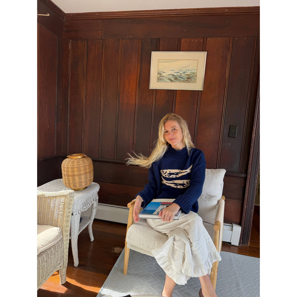 Navy Cotton Fish Sweater (Pre-Order)