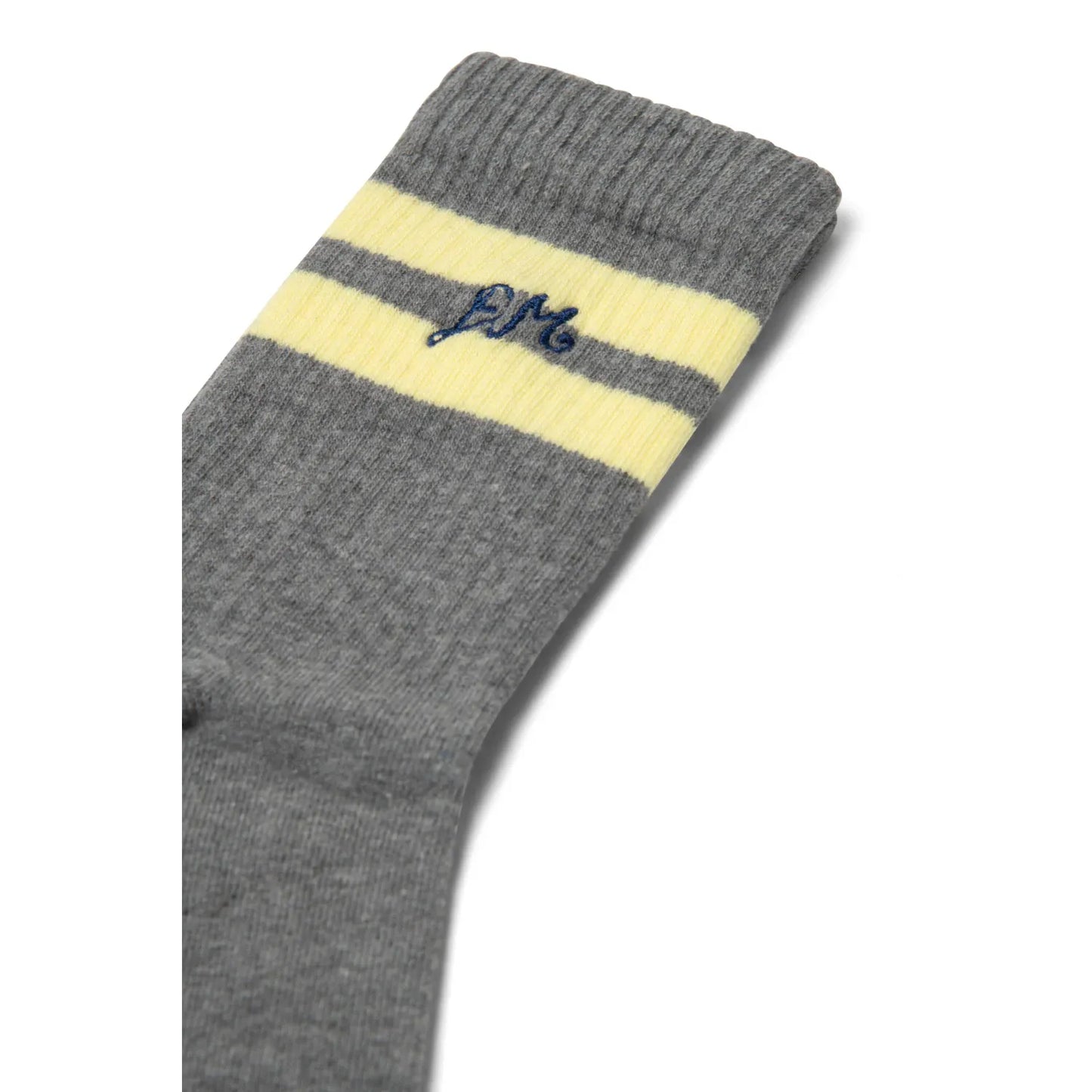 sporty calf socks - grey marl/ butter stripe