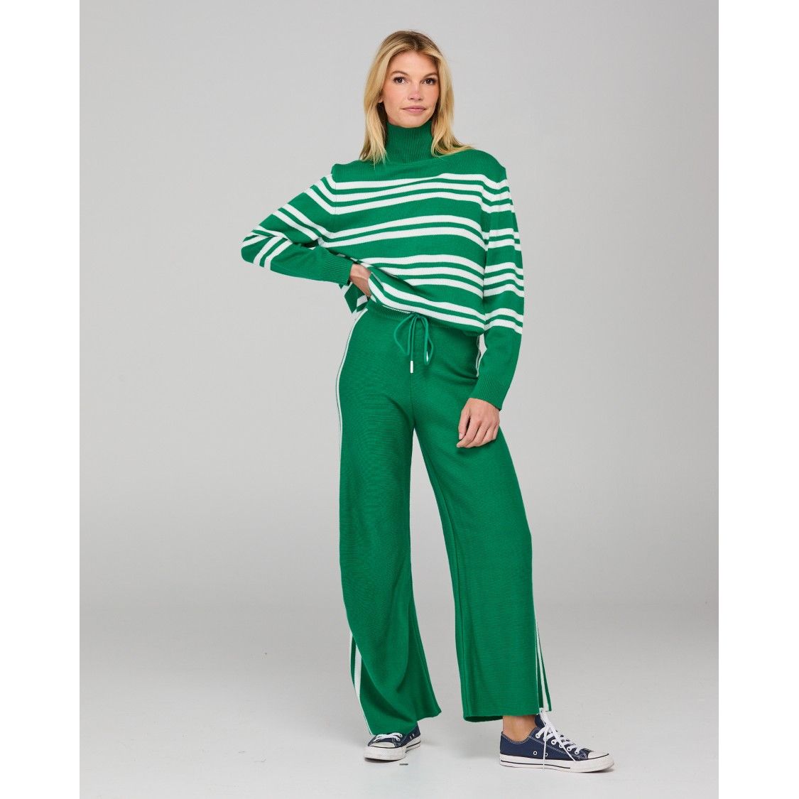 Zena Pant - Green Stripe