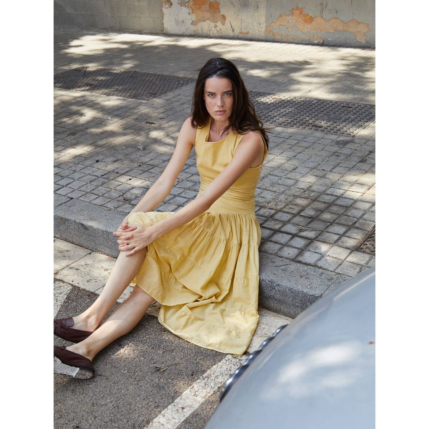 Desk Pale Yellow Flared Dress