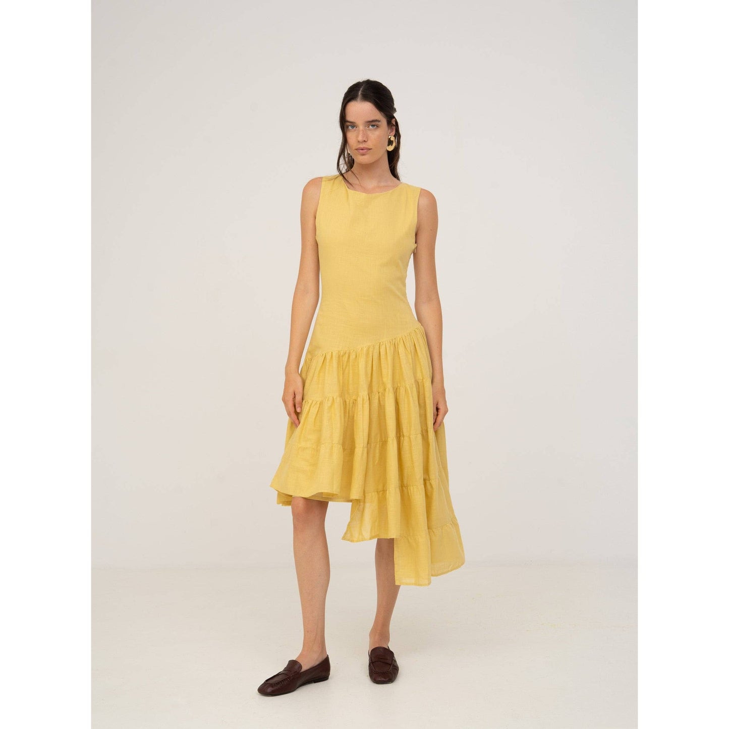 Desk Pale Yellow Flared Dress