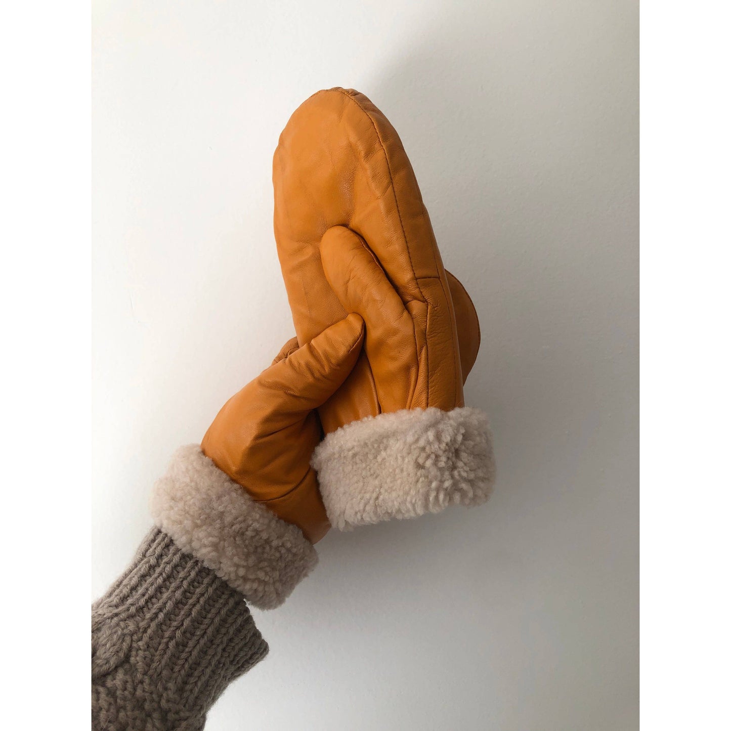 Leather Shearling Mittens