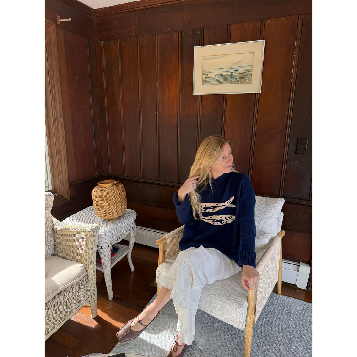 Navy Cotton Fish Sweater (Pre-Order)