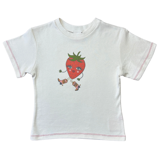 Fruit Face Strawberry Cowgirl Baby Tee