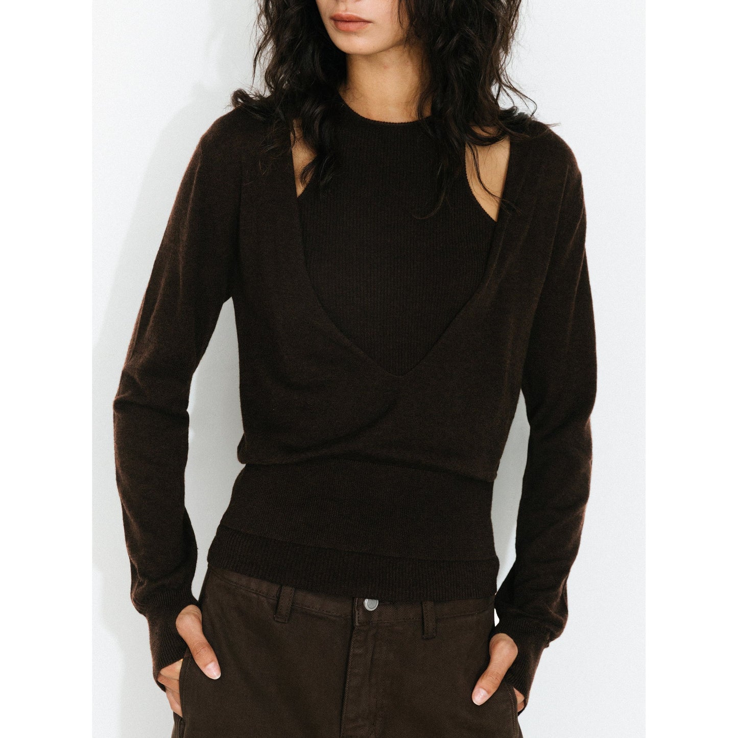 Knit Cardigan and Vest Two-Piece Set