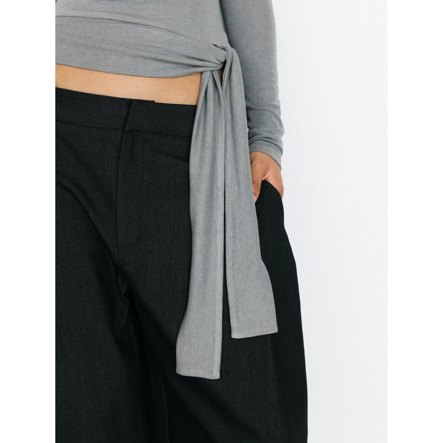 Wide-Leg Tapered Tailored Trousers