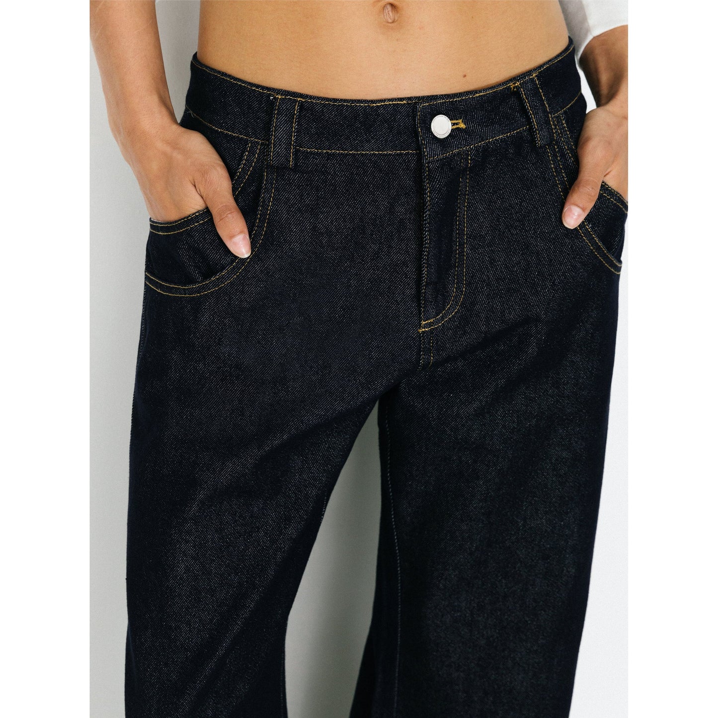 Wide-Leg Slight Flare Cuffed Jeans