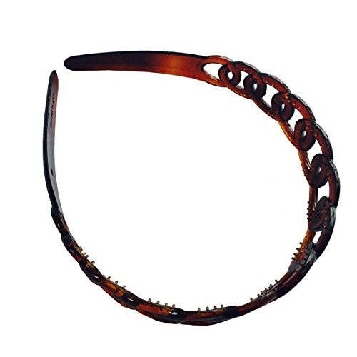 French Round Chain Tortoise Shell Brown Headband