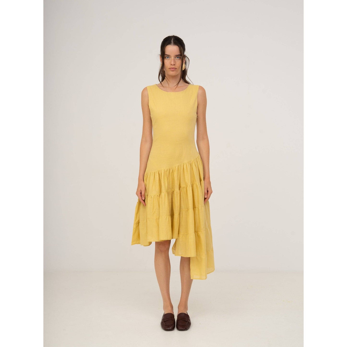 Desk Pale Yellow Flared Dress
