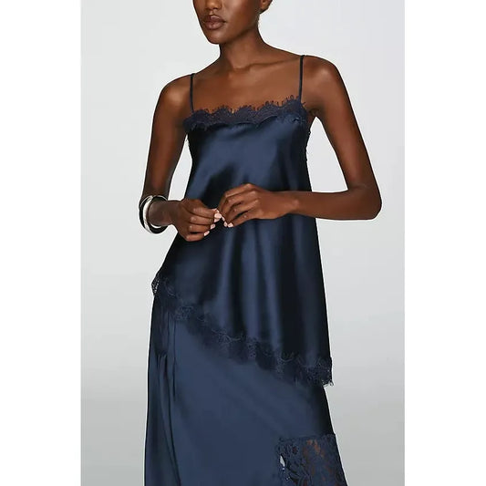 Tansy Satin And Lace Cami - Navy