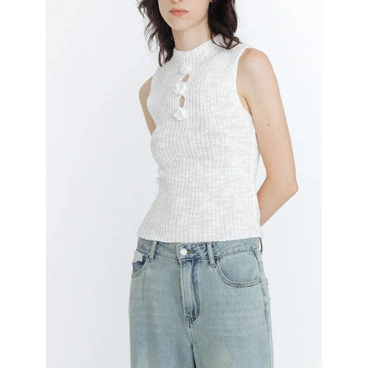 Flower Sleeveless Knit Top