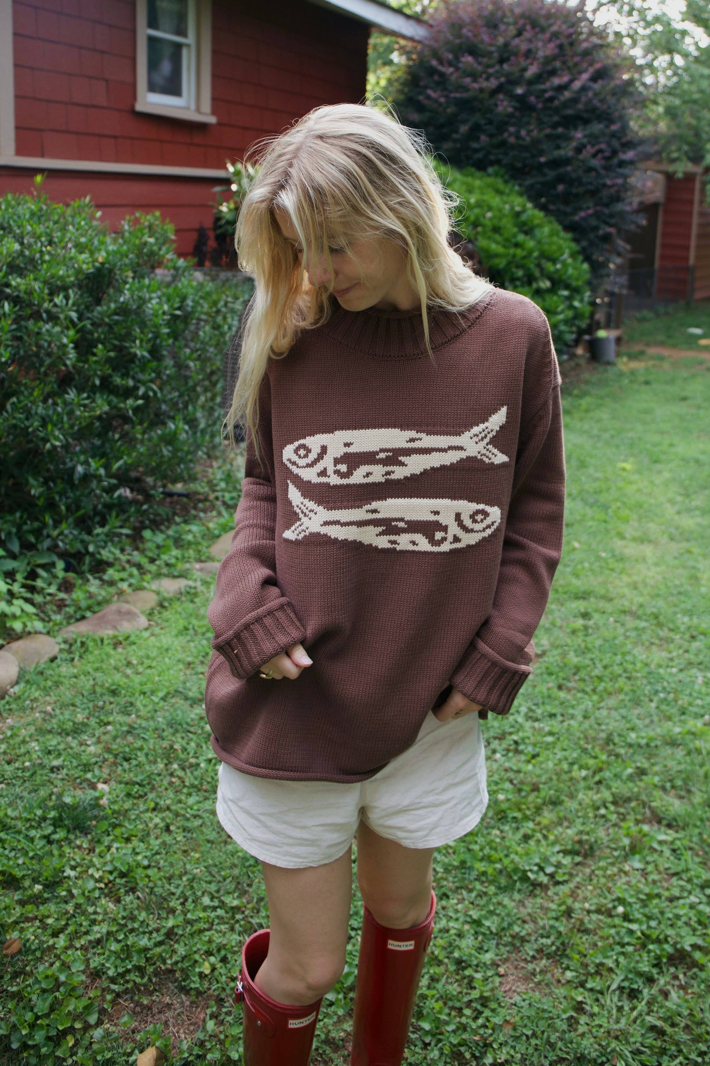 Brown Cotton Fish Sweater
