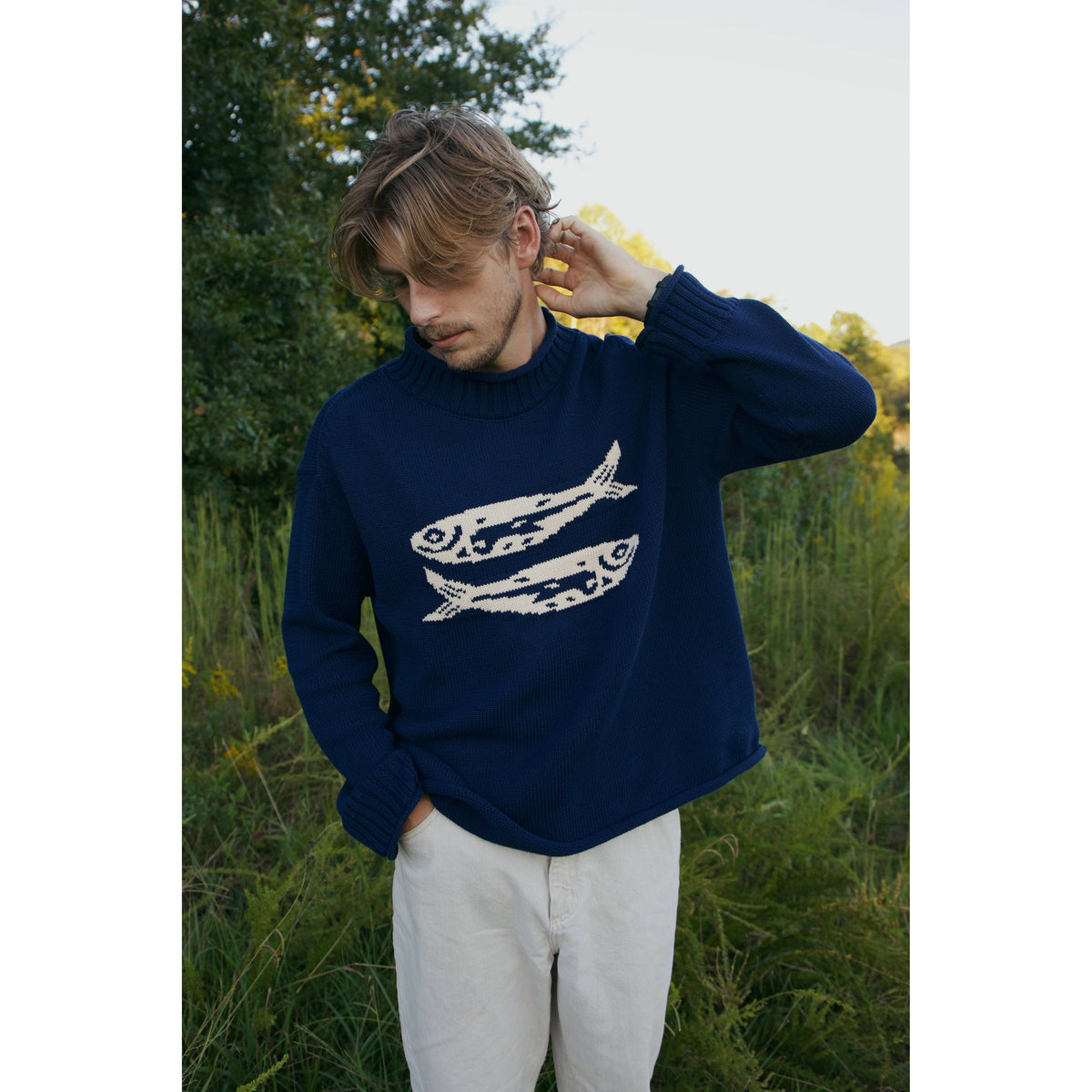 Navy Cotton Fish Sweater (Pre-Order)