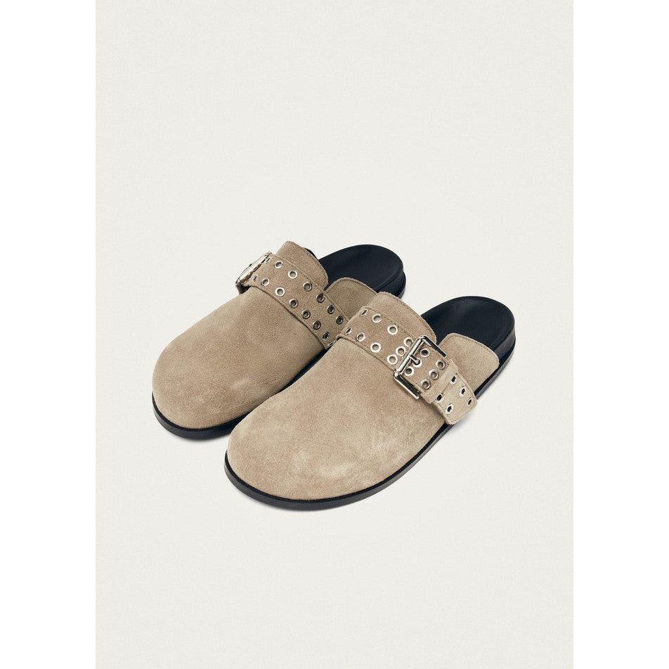 Halia Beige Leather Mules