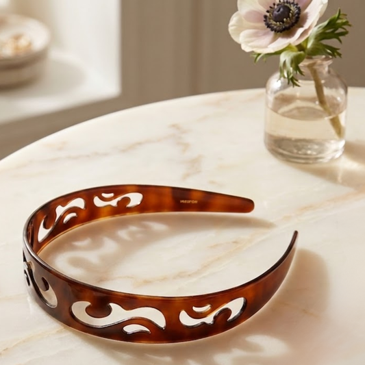 French Swirls Wide 1 Inch Tortoise Shell