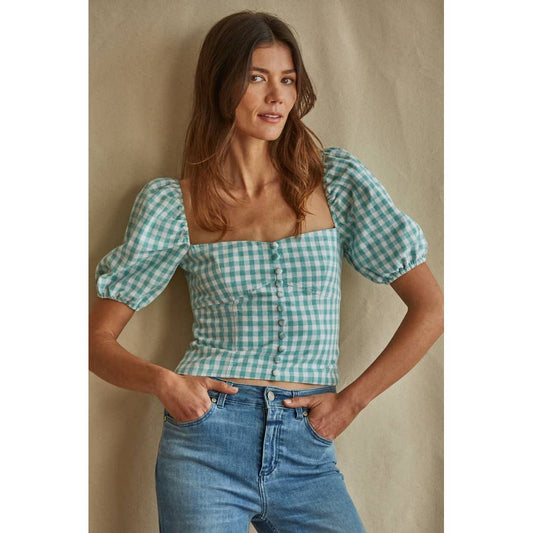 Sweetheart Checkered Blouse