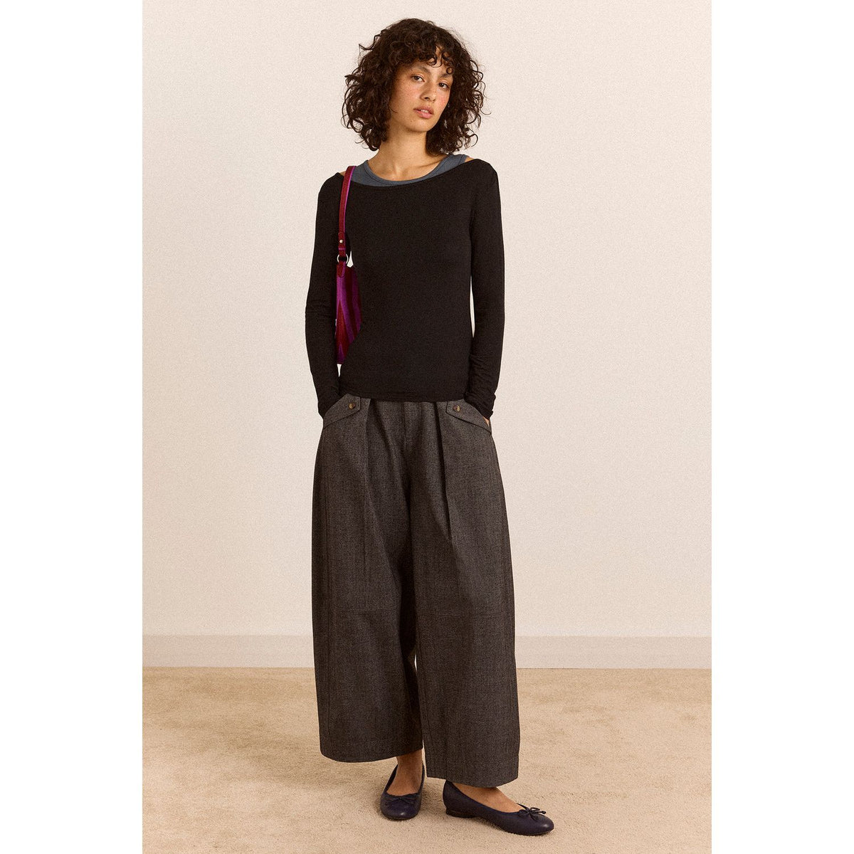 Mara Trouser - Grey Herringbone