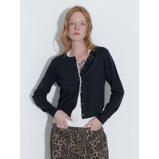 Lace Trim Knit Wool Cardigan