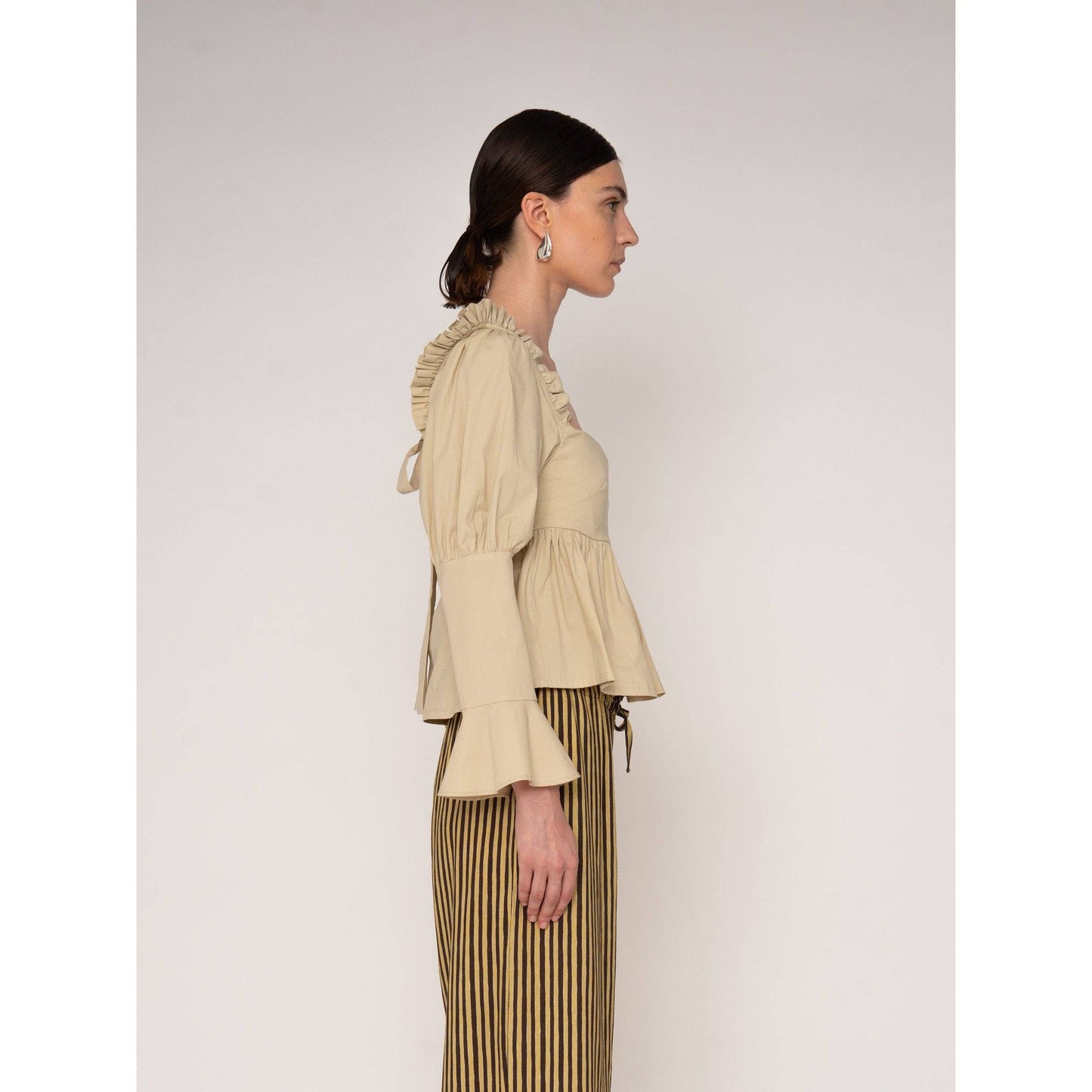 Chambre Beige Ruffle Blouse