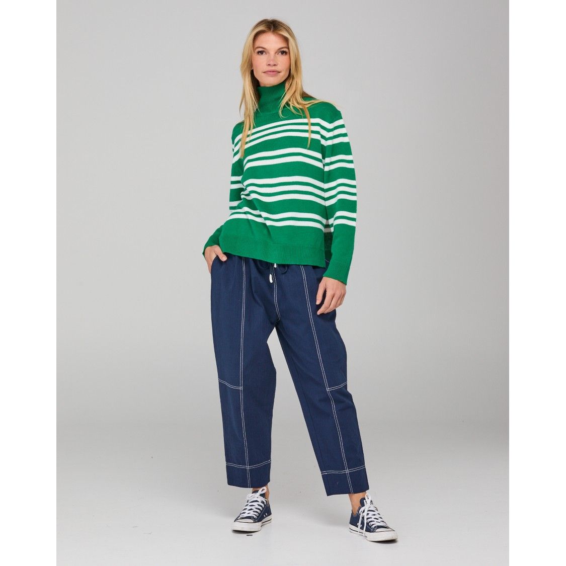 Zena Jumper - Green Stripe