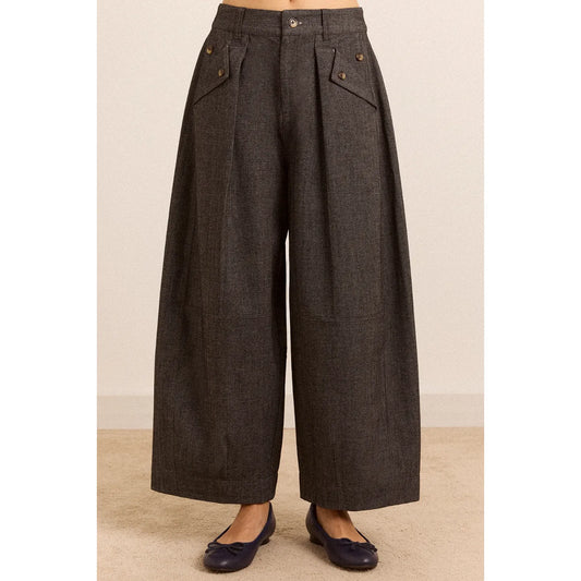 Mara Trouser - Grey Herringbone