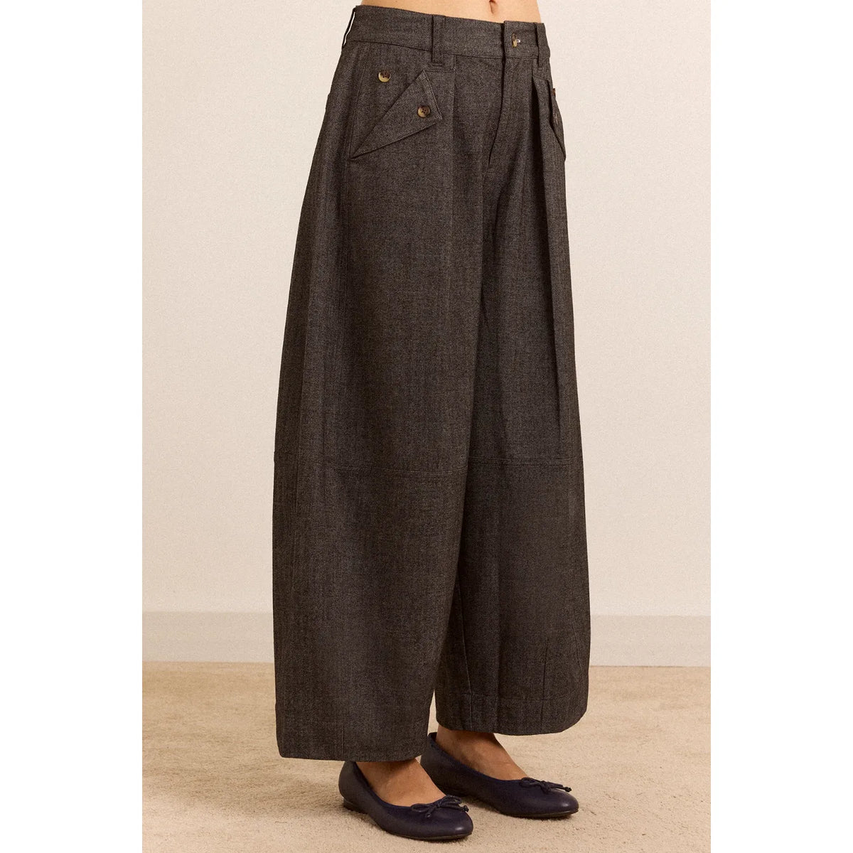 Mara Trouser - Grey Herringbone