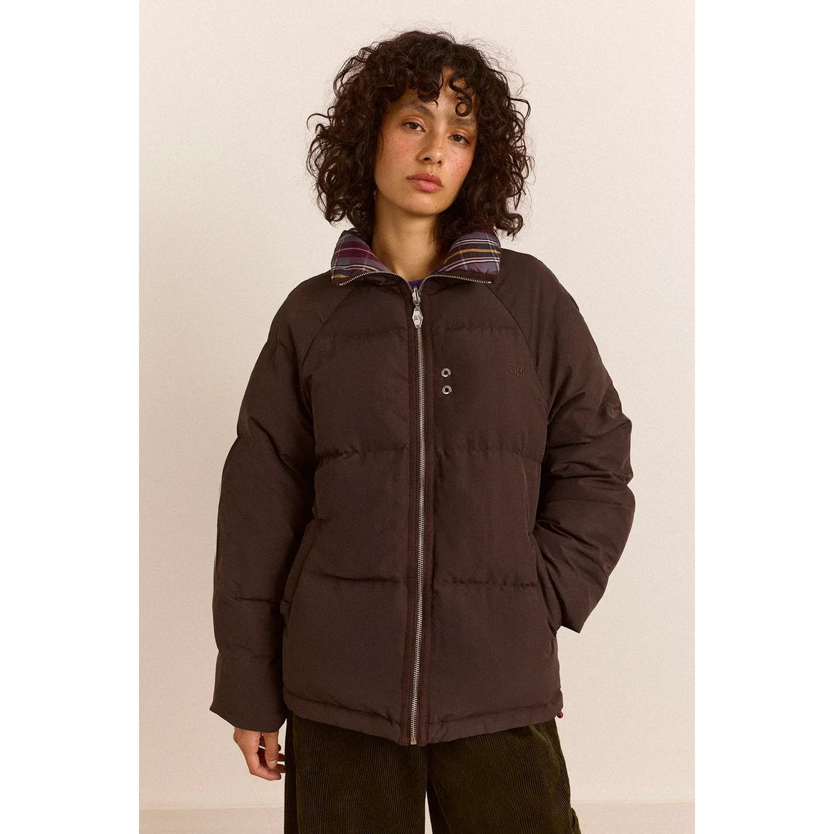 Reversible Opal Puffer- Plum Check