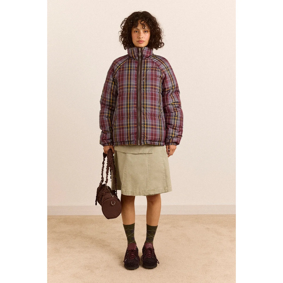 Reversible Opal Puffer- Plum Check