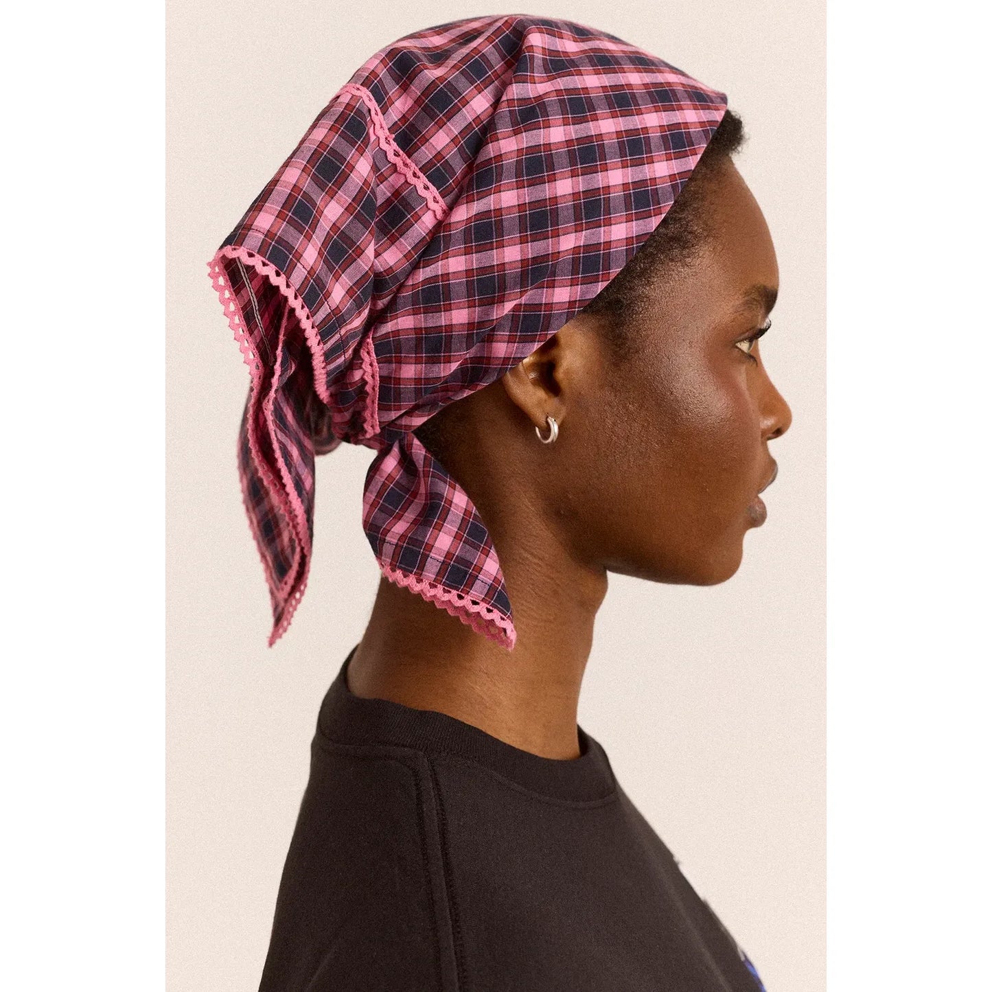 Headscarf In Magenta Check