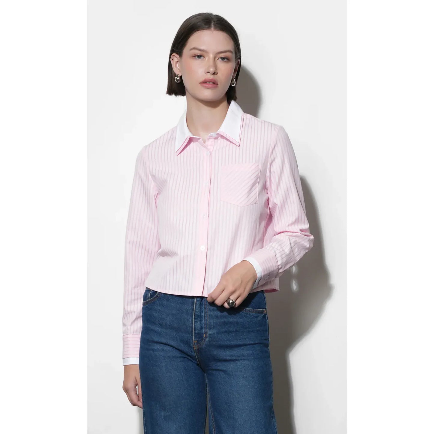 Daphne Contrast Collar Button Down Shirt