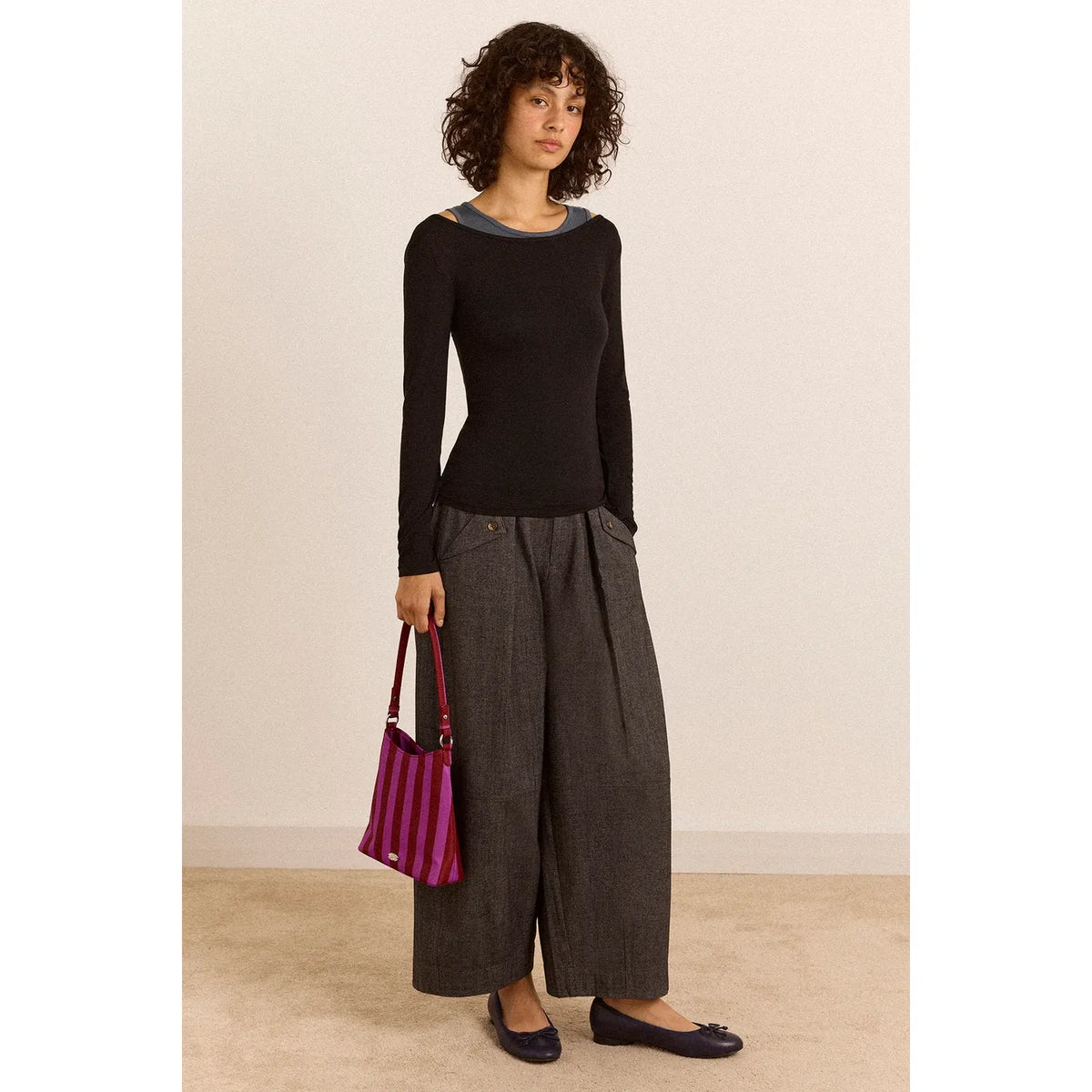 Mara Trouser - Grey Herringbone