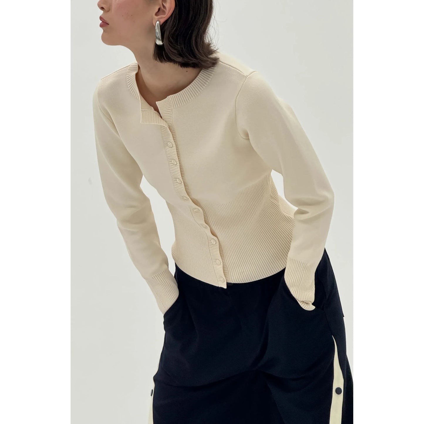 High Rib Waist Cardigan