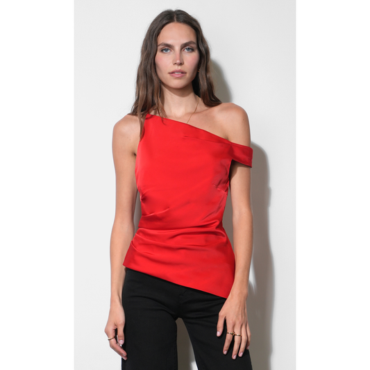 Yvette Asymmetric Side Pleated Top