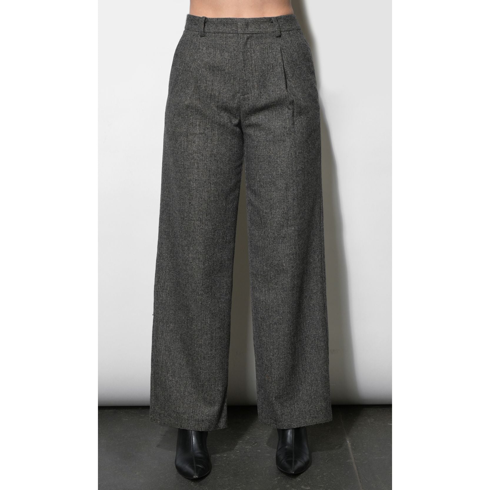 Liv Herringbone Wide Leg Trousers